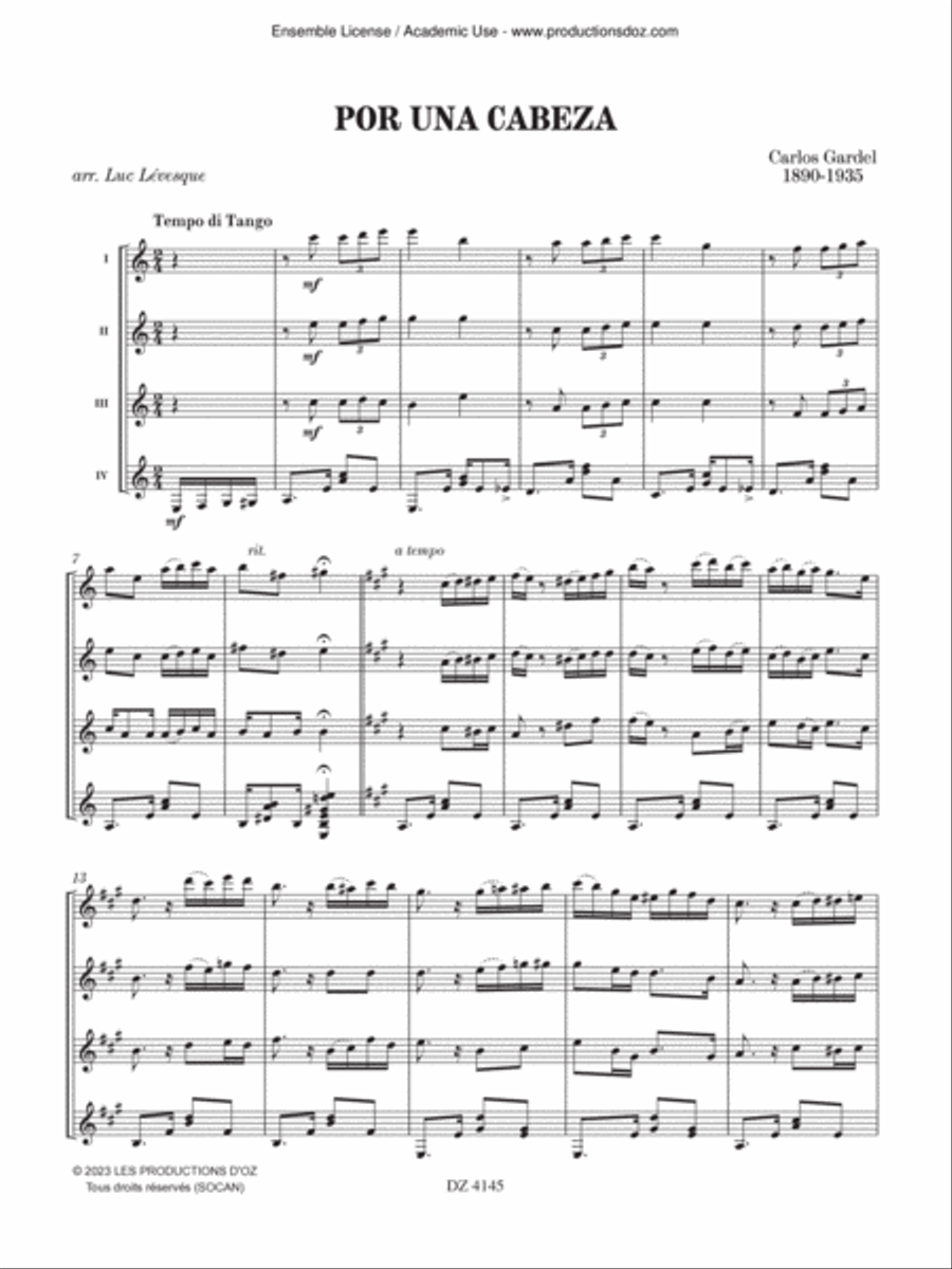 Por una cabeza Por una cabeza Guitar Ensemble scores gallery preview page 3