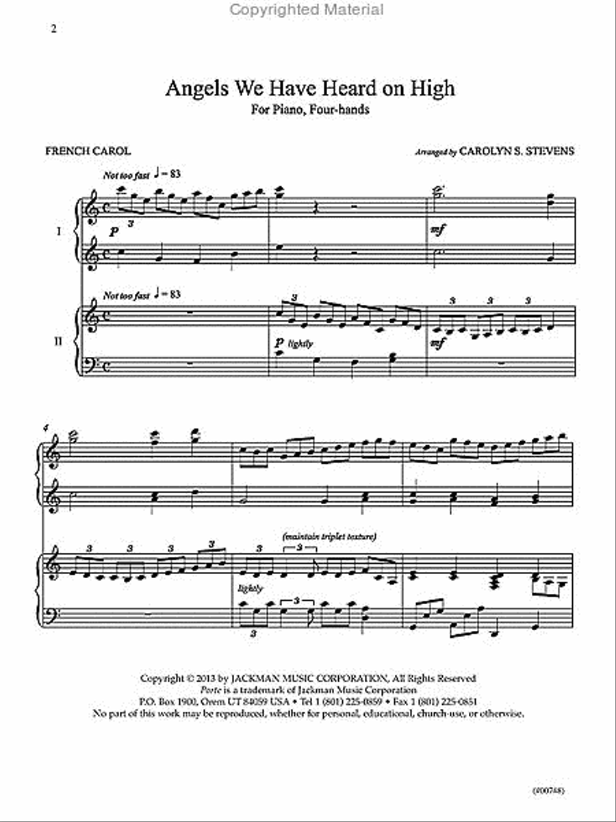 Angels We Have Heard on High - Piano four-hands Piano Duet scores gallery preview page 2