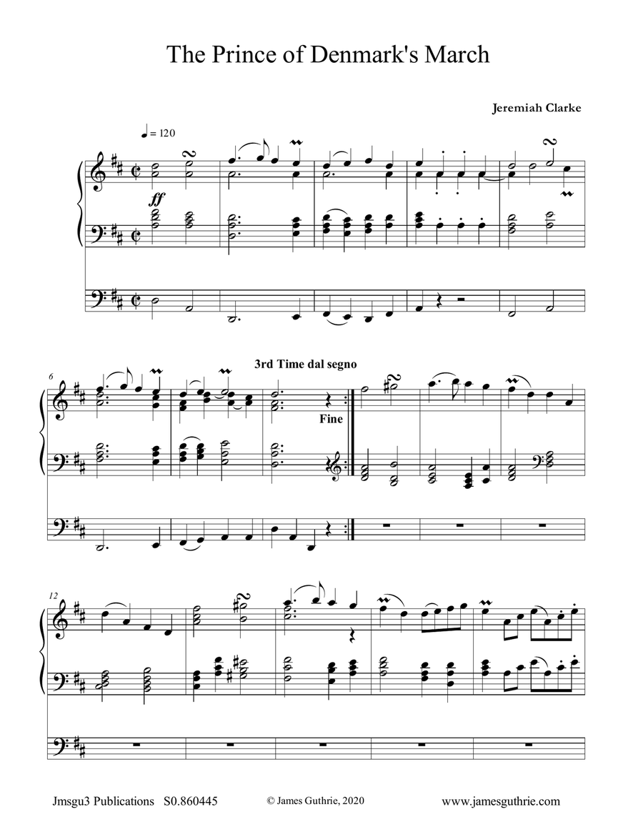 Clarke: Prince of Denmark's March for Organ Solo Organ Solo scores gallery preview page 1