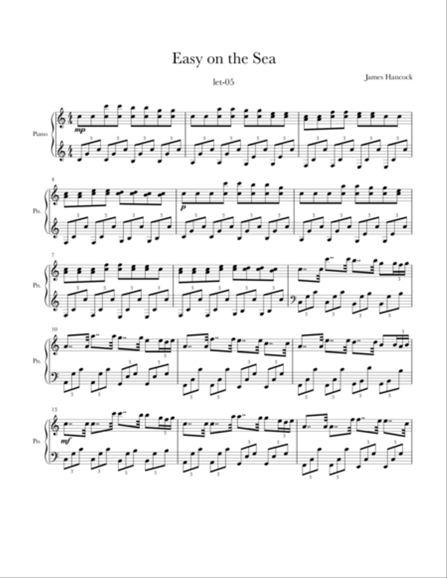 Easy on the Sea Piano Solo scores gallery preview page 1