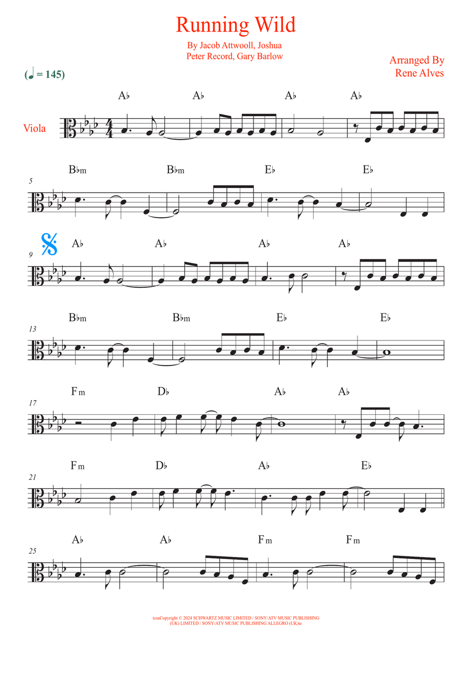 Running Wild Viola Solo scores gallery preview page 1