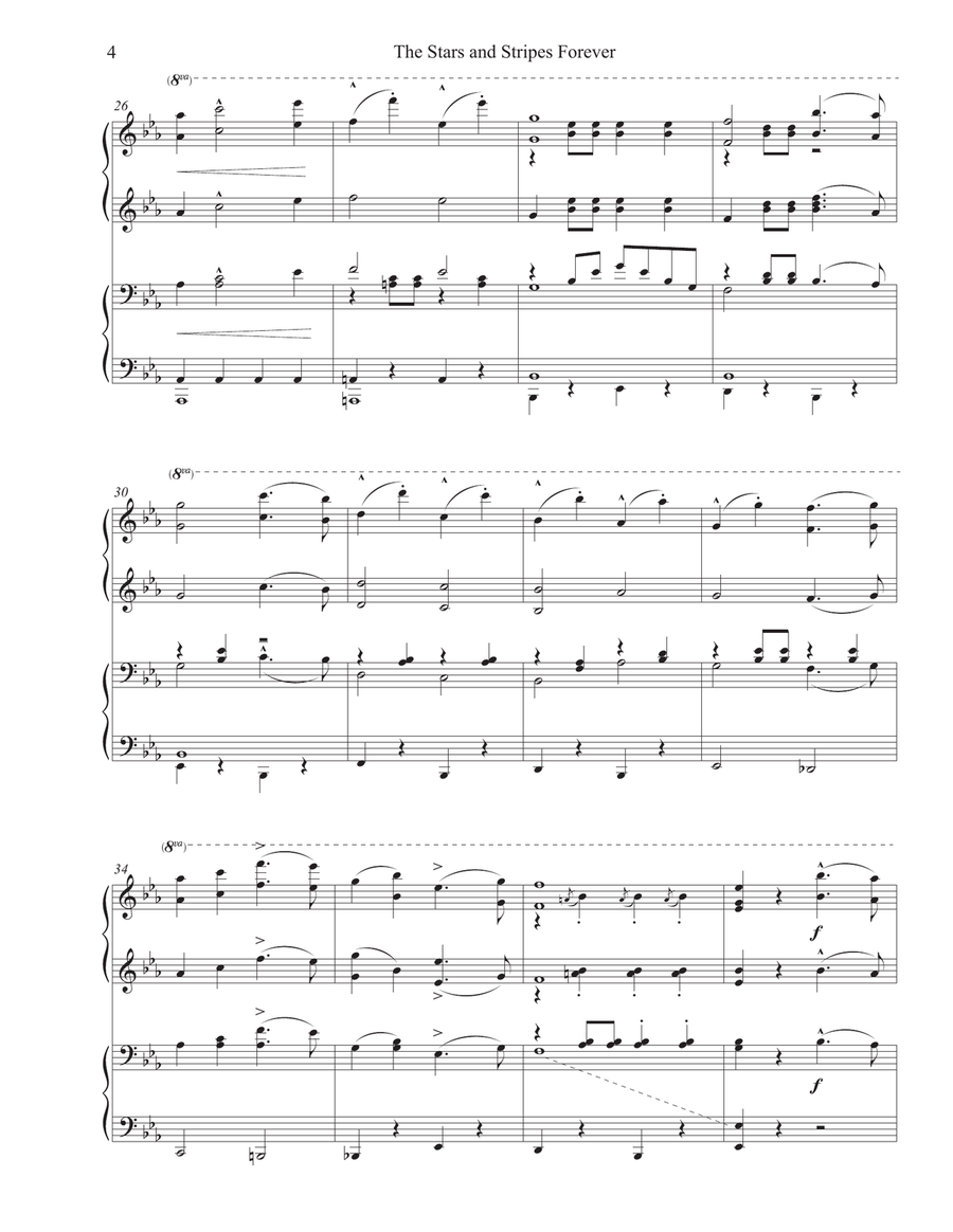 The Stars and Stripes Forever (Piano Duet: Encore Piece) 1 Piano, 4-Hands scores gallery preview page 4
