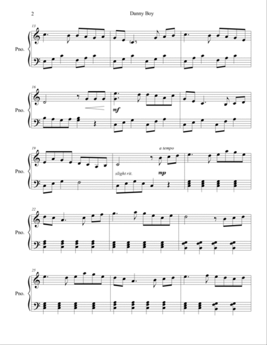 Danny Boy (I Cannot Tell) Piano Solo scores gallery preview page 2
