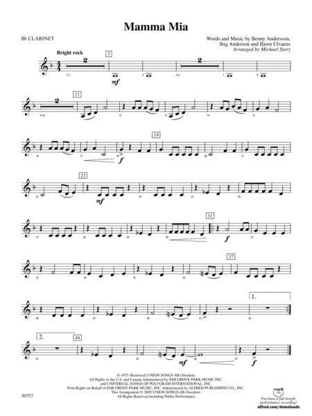Mamma Mia: 1st B-flat Clarinet