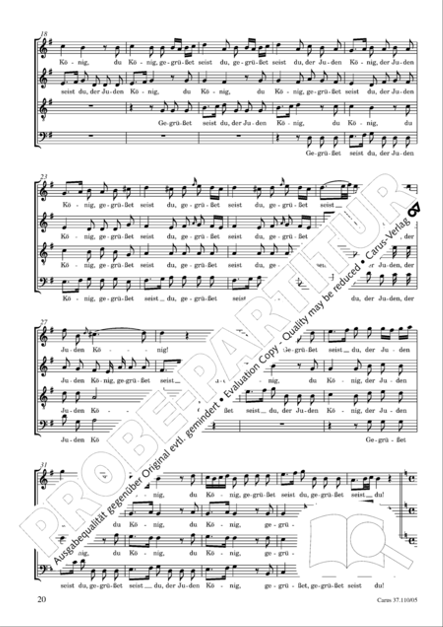 Markuspassion. Werkausgabe Reihe 1, Bd. 7 (Homilius) 4-Part scores gallery preview page 21