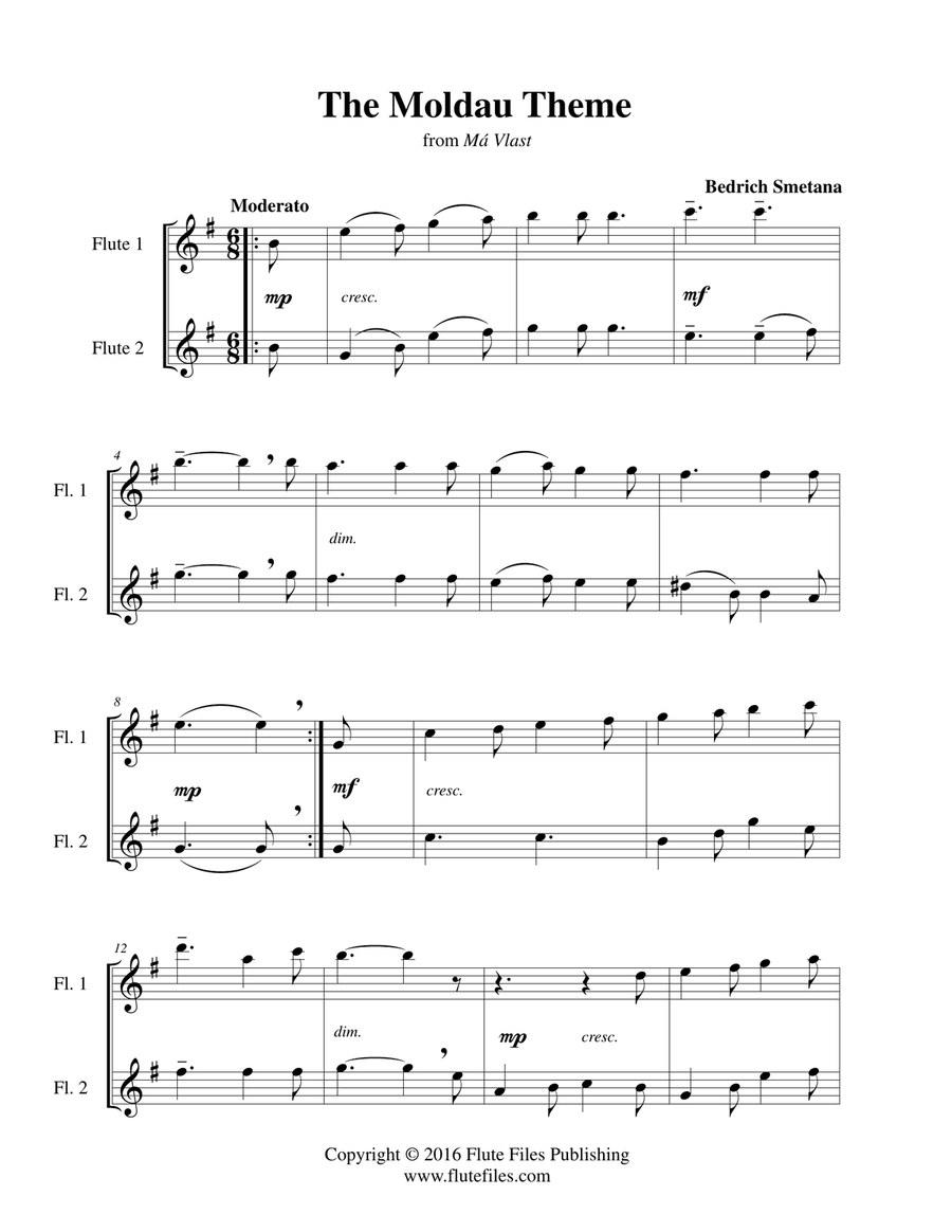 The Moldau Theme - Flute Duet Flute Duet scores gallery preview page 3