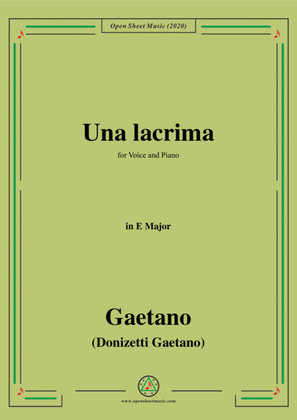 Book cover for Donizetti-Una lacrima,in E Major,for Voice and Piano