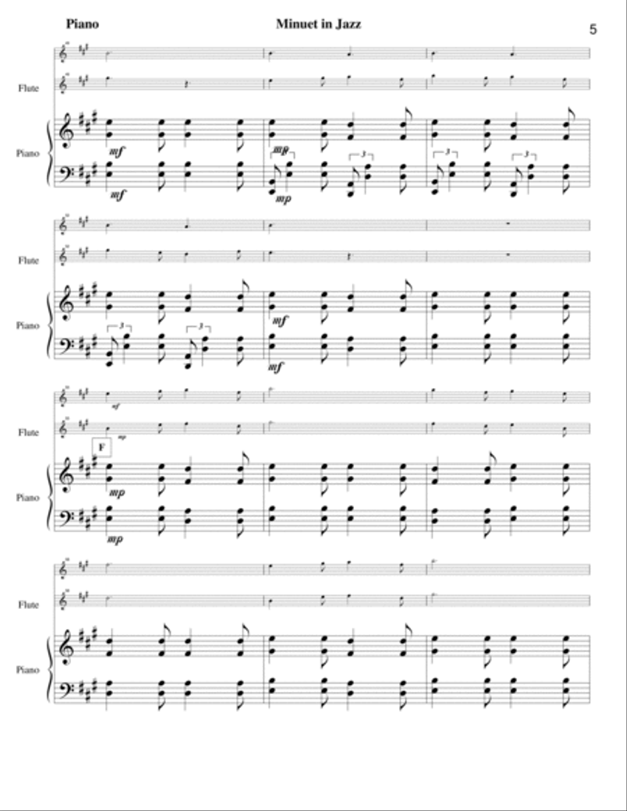 Minuet in Jazz for Flute, Violin and Piano Flute scores gallery preview page 6