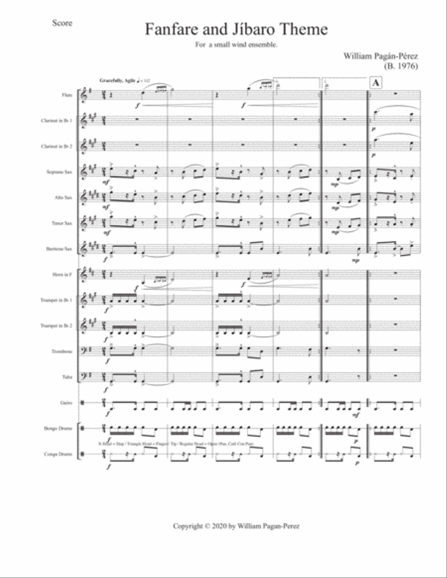 Fanfare and Jibaro Theme For Small Wind Ensemble Concert Band scores gallery preview page 3