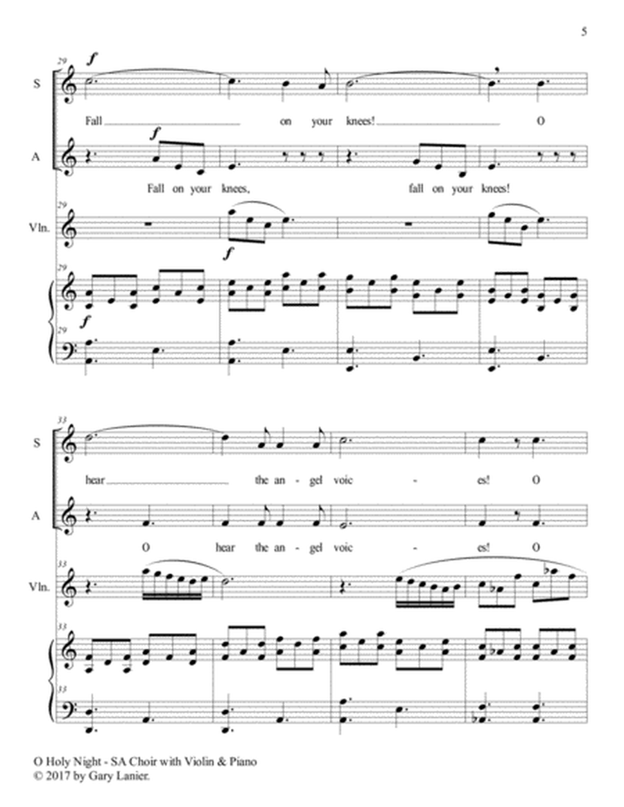O HOLY NIGHT (SA Choir with Violin & Piano - Score & Parts included) image number null