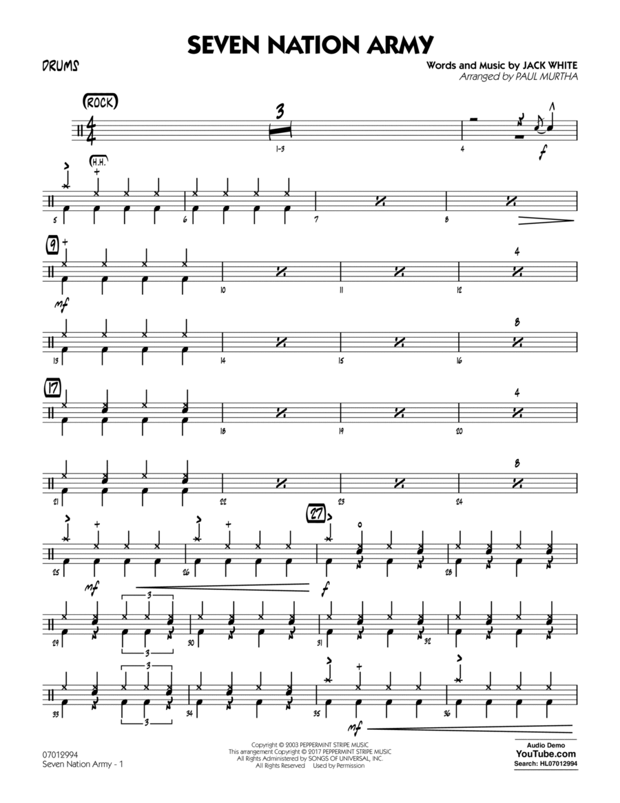 Seven Nation Army - Drums Drums scores gallery preview page 1