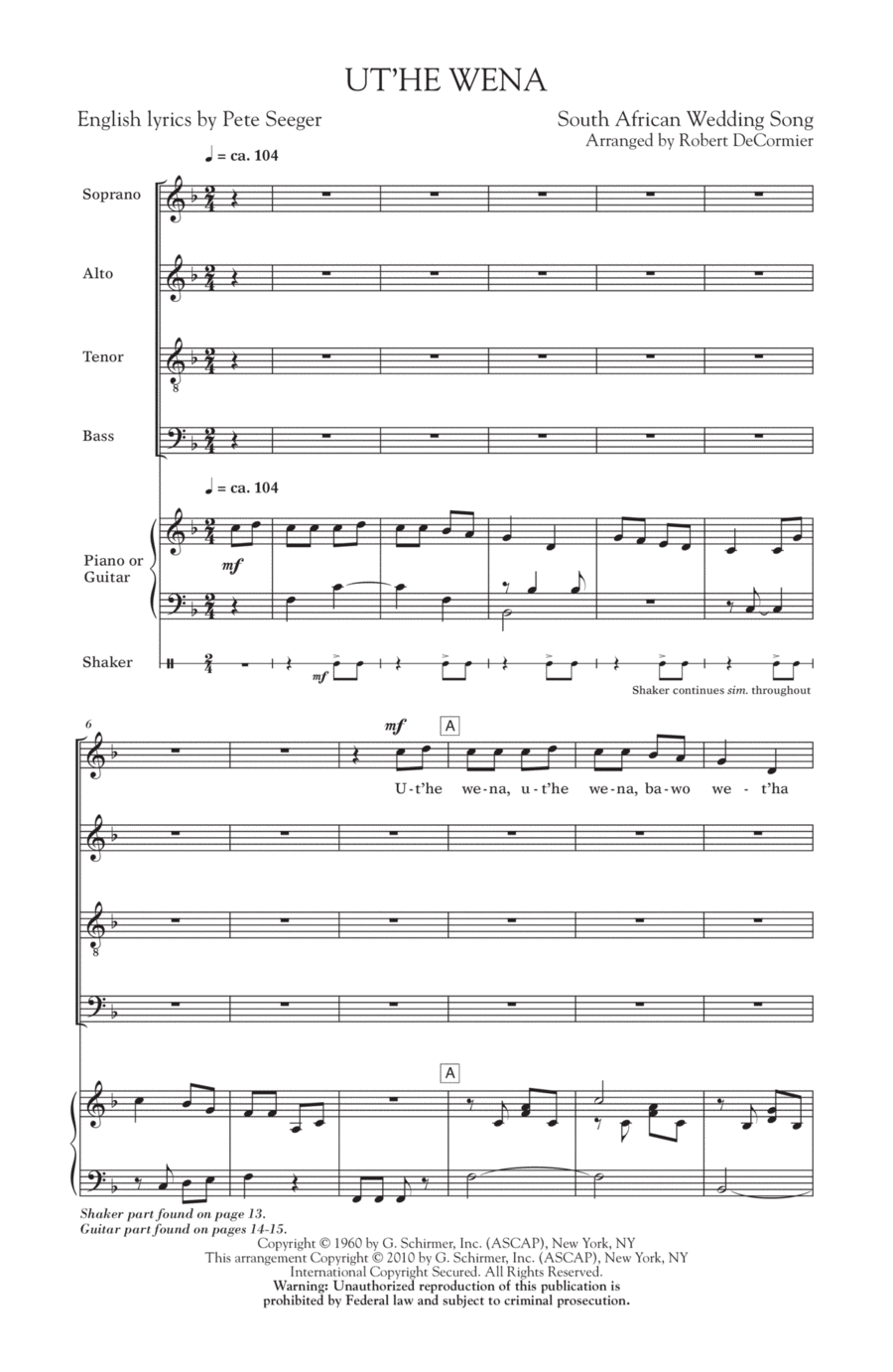Ut'he Wena 4-Part scores gallery preview page 1