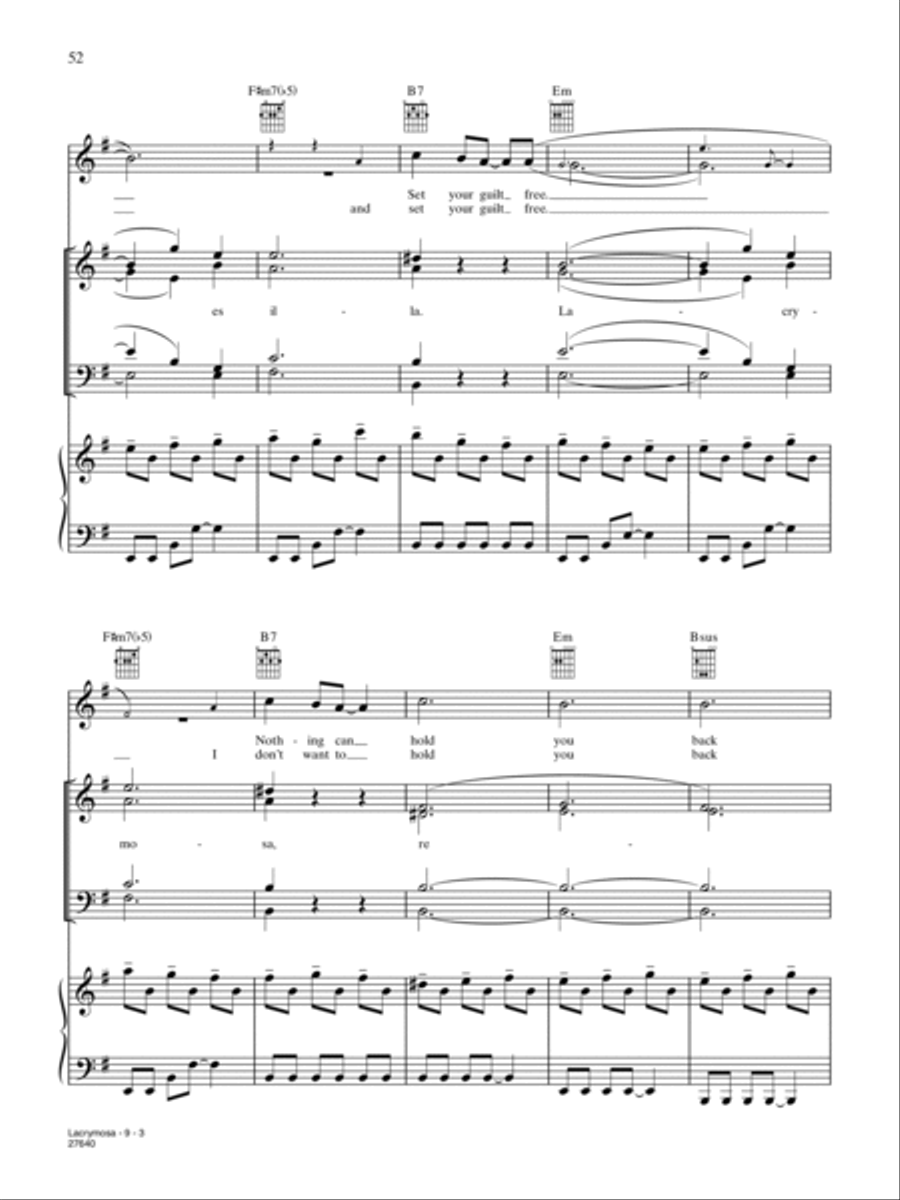 Lacrymosa Piano, Vocal, Guitar scores gallery preview page 3