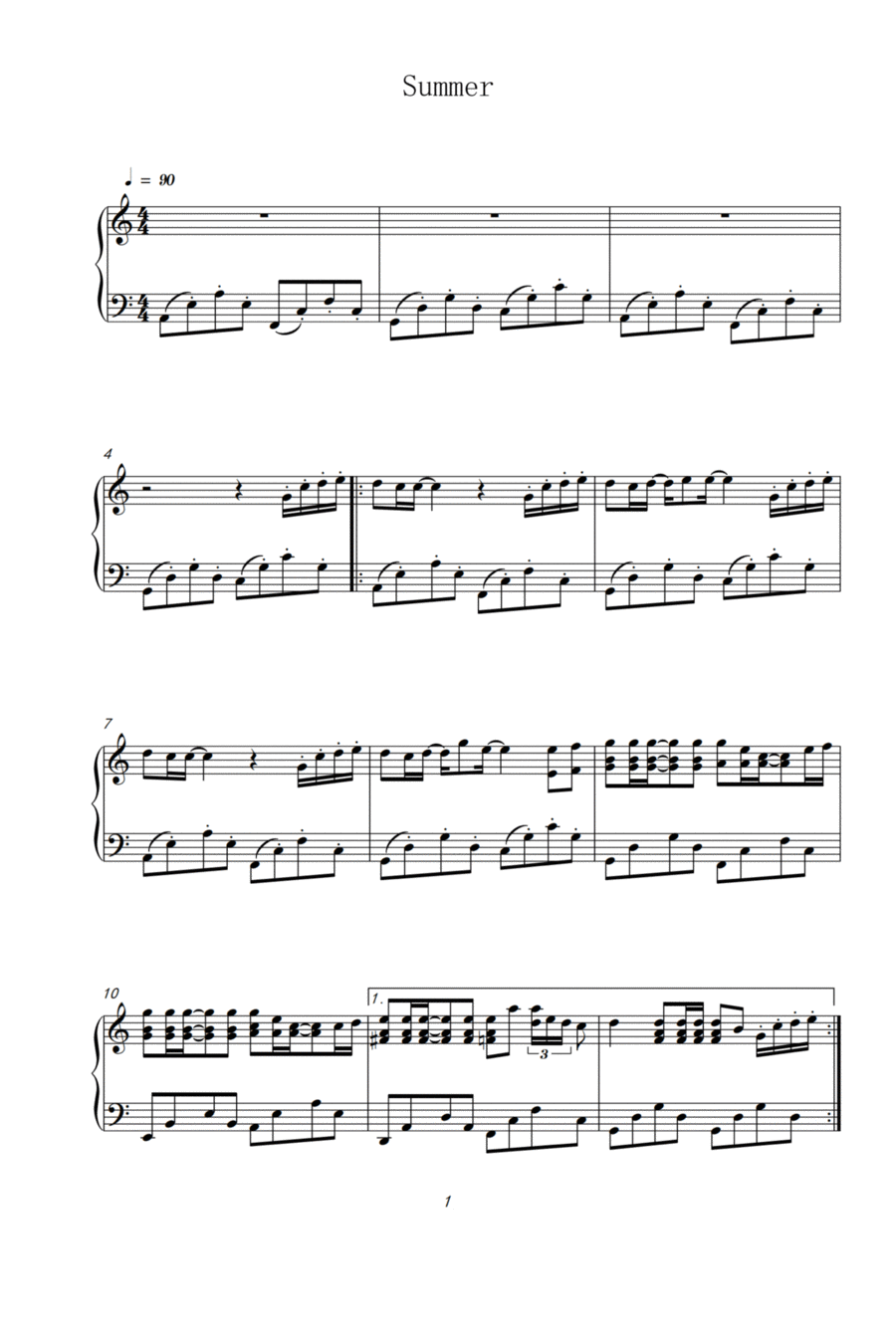 Summer Piano Solo scores gallery preview page 1