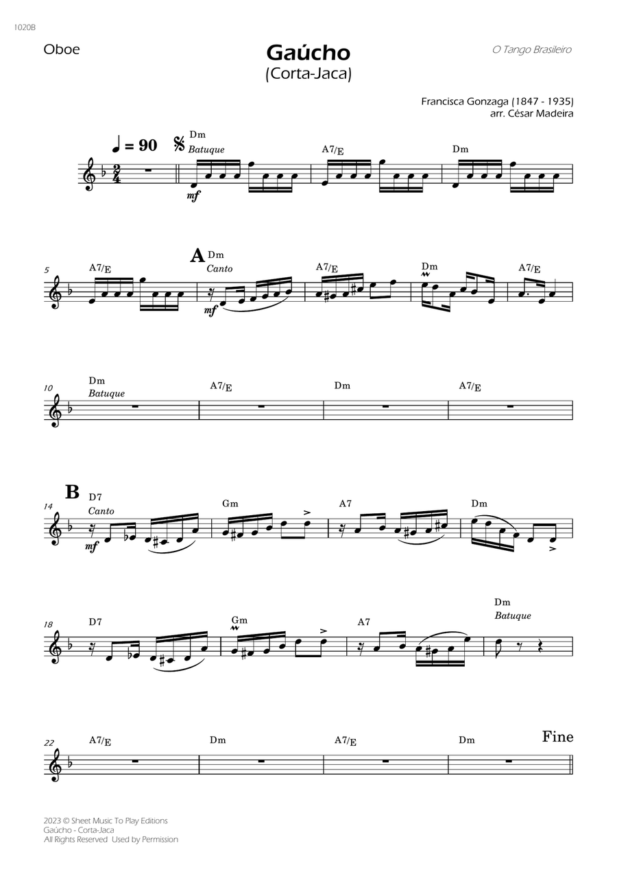 Gaúcho (Corta-Jaca) - Oboe Solo - W/Chords Oboe Solo scores gallery preview page 1