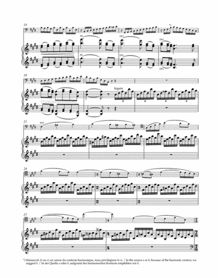 Sonata for Violoncello and Piano in D major, incomplete