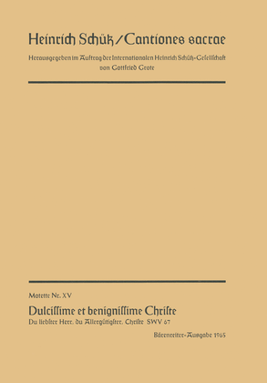 Dulcissime et benignissime Christe (Du liebster Herr) no. 15 SWV 67