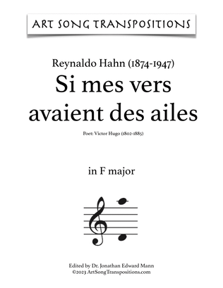 Book cover for HAHN: Si mes vers avaient des ailes (transposed to F major and E major)