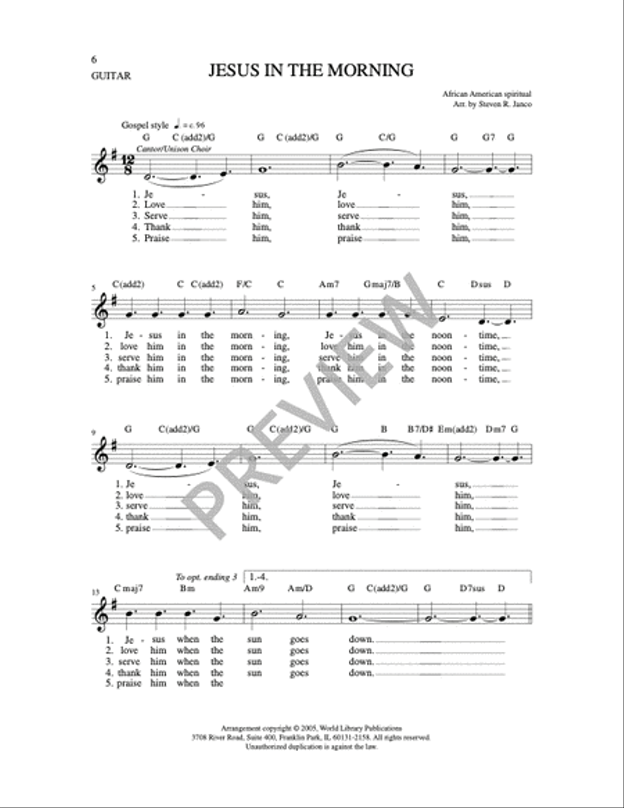 Jesus in the Morning Jesus in the Morning 4-Part scores gallery preview page 7