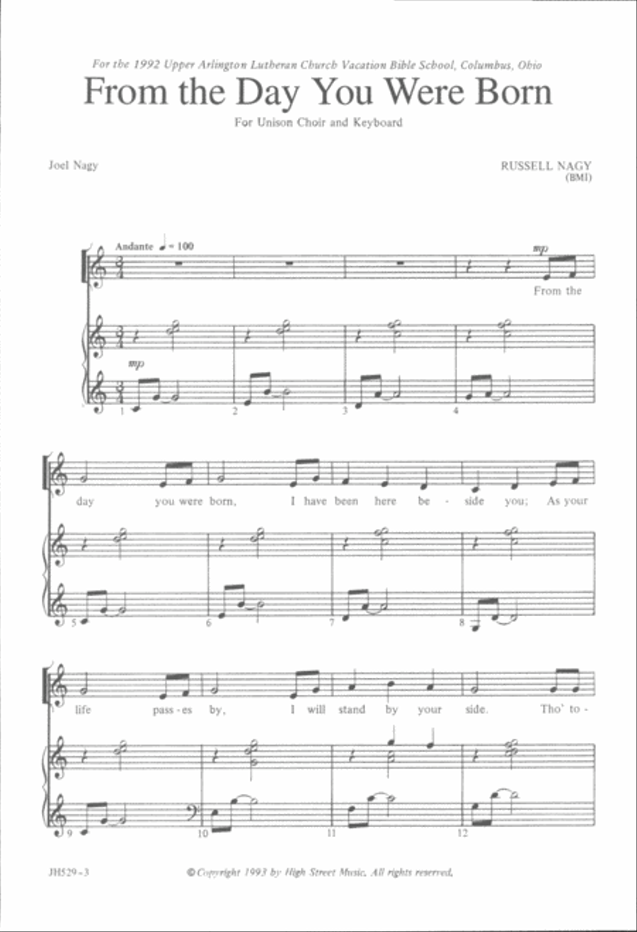 From the Day You Were Born Unison Choir scores gallery preview page 2