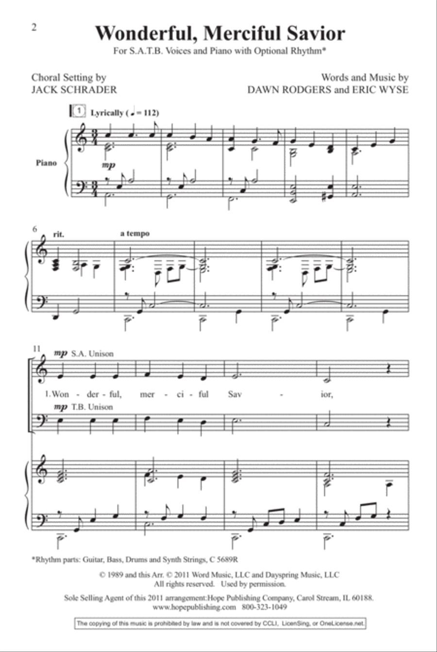 Wonderful, Merciful Savior 4-Part scores gallery preview page 2