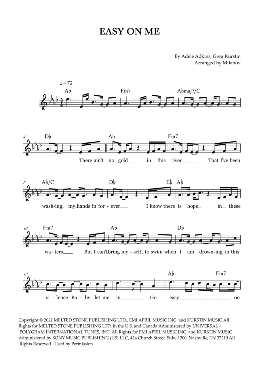 Easy On Me Piano scores gallery preview page 1