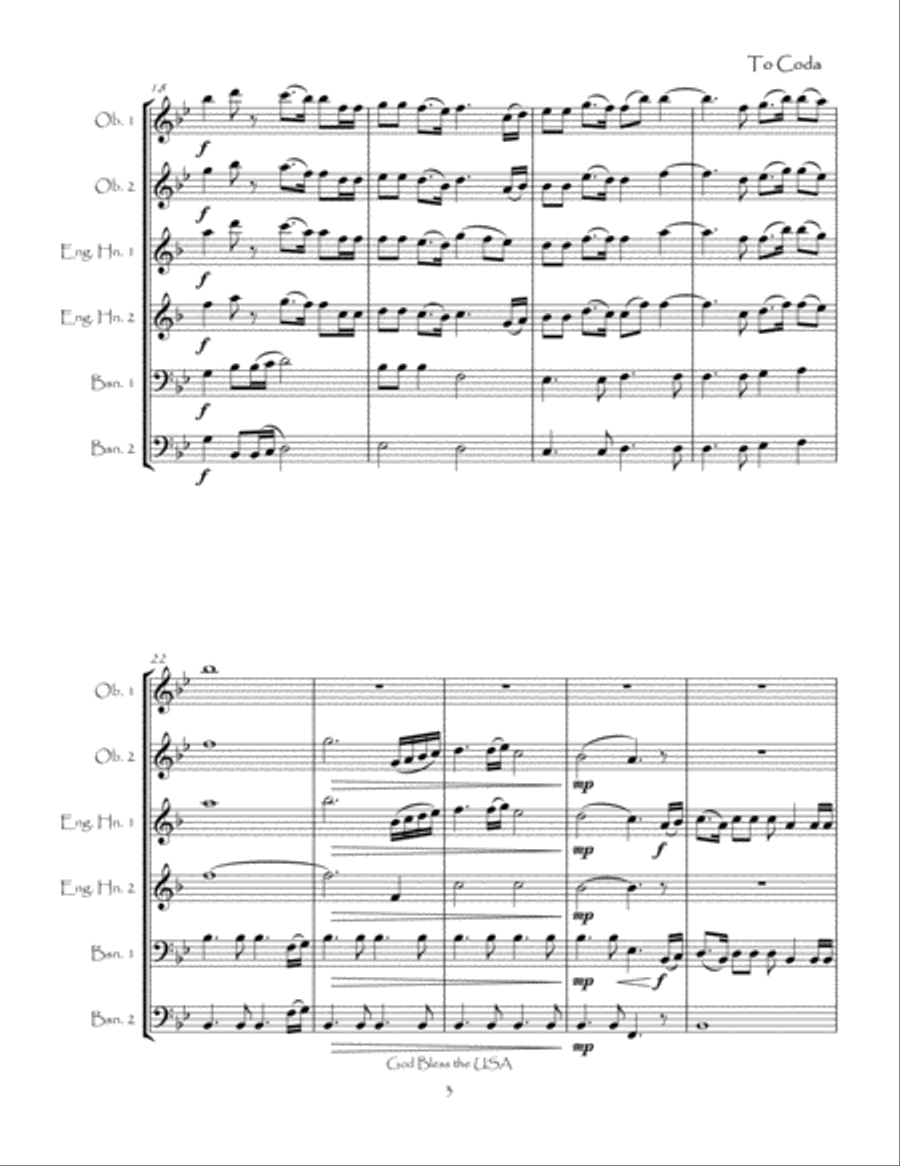 God Bless The U.S.A. Woodwind Ensemble scores gallery preview page 6