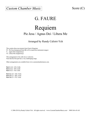 Faure Requiem (cello trio or viola trio)