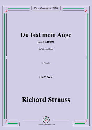 Richard Strauss-Du bist mein Auge,in F Major,Op.37 No.4,for Voice and Piano