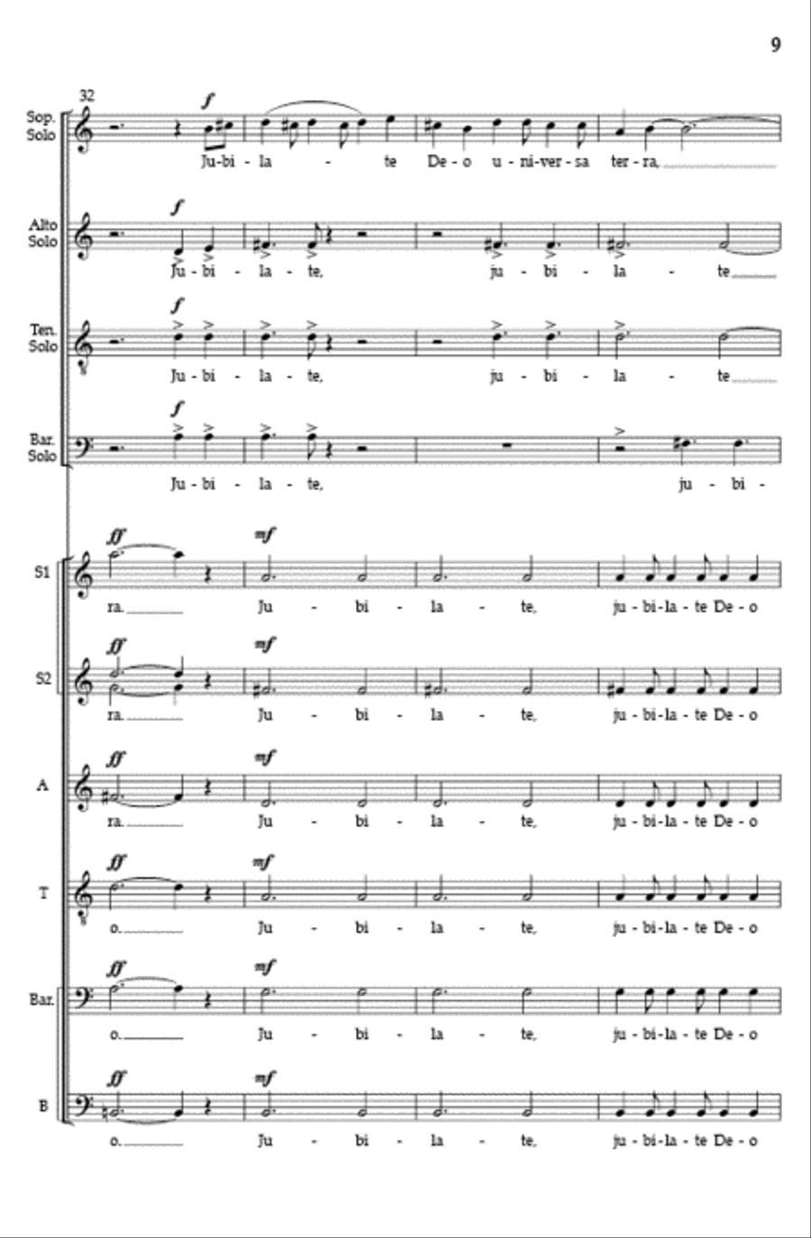 Jubilate Deo (SSATBB with SATB solos) 4-Part scores gallery preview page 8