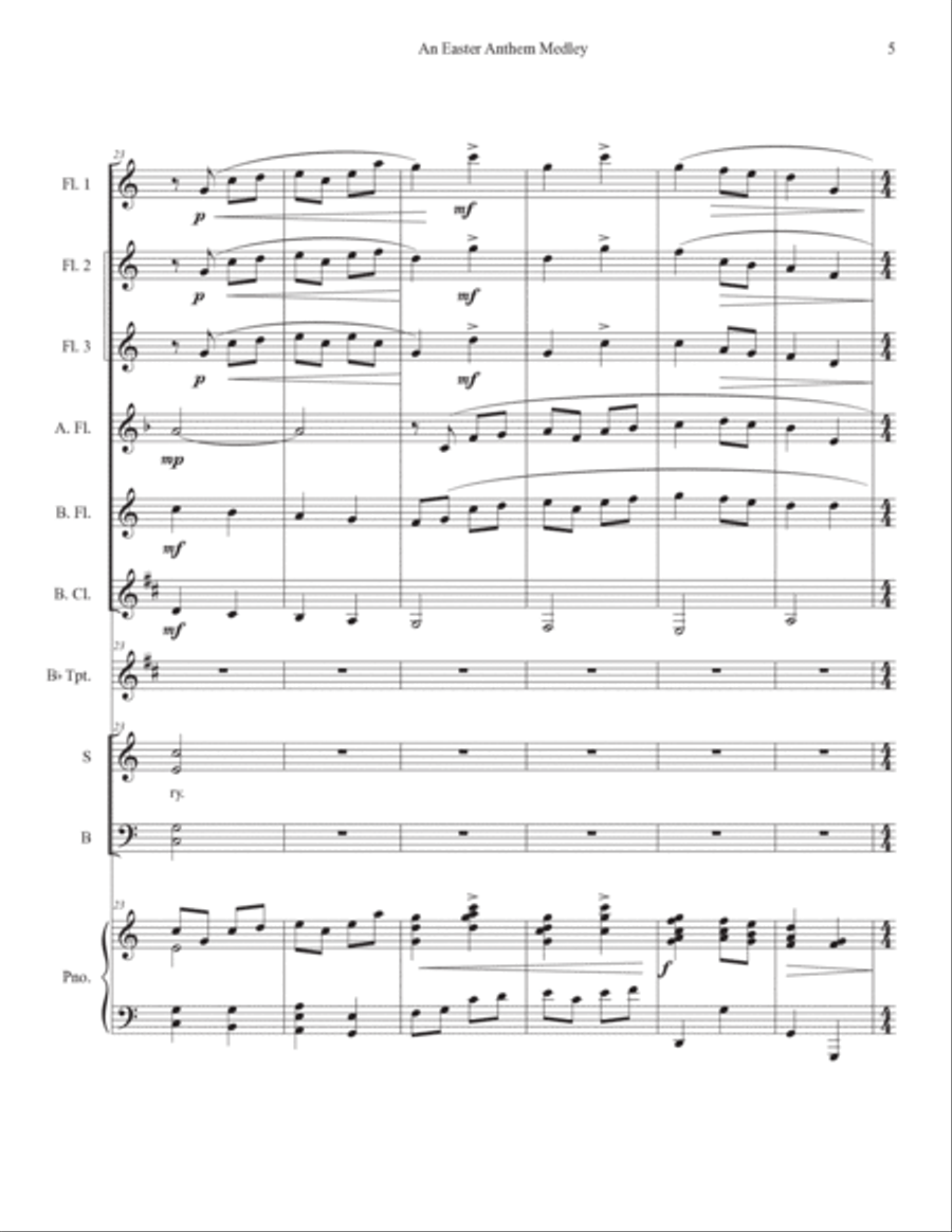 An Easter Anthem Medley for SATB Choir and Flute Ensemble SATB scores gallery preview page 6