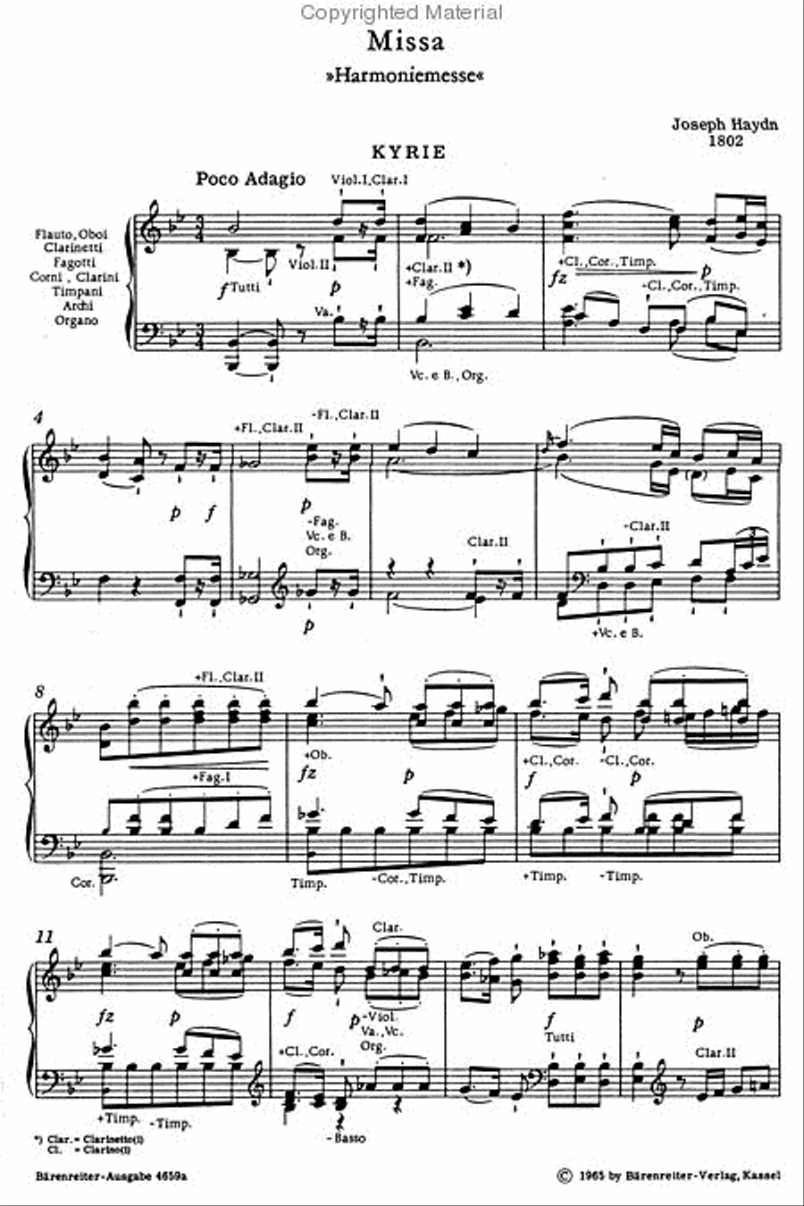 Missa B flat major Hob.XXII:14 'Harmony Mass' 4-Part scores gallery preview page 3