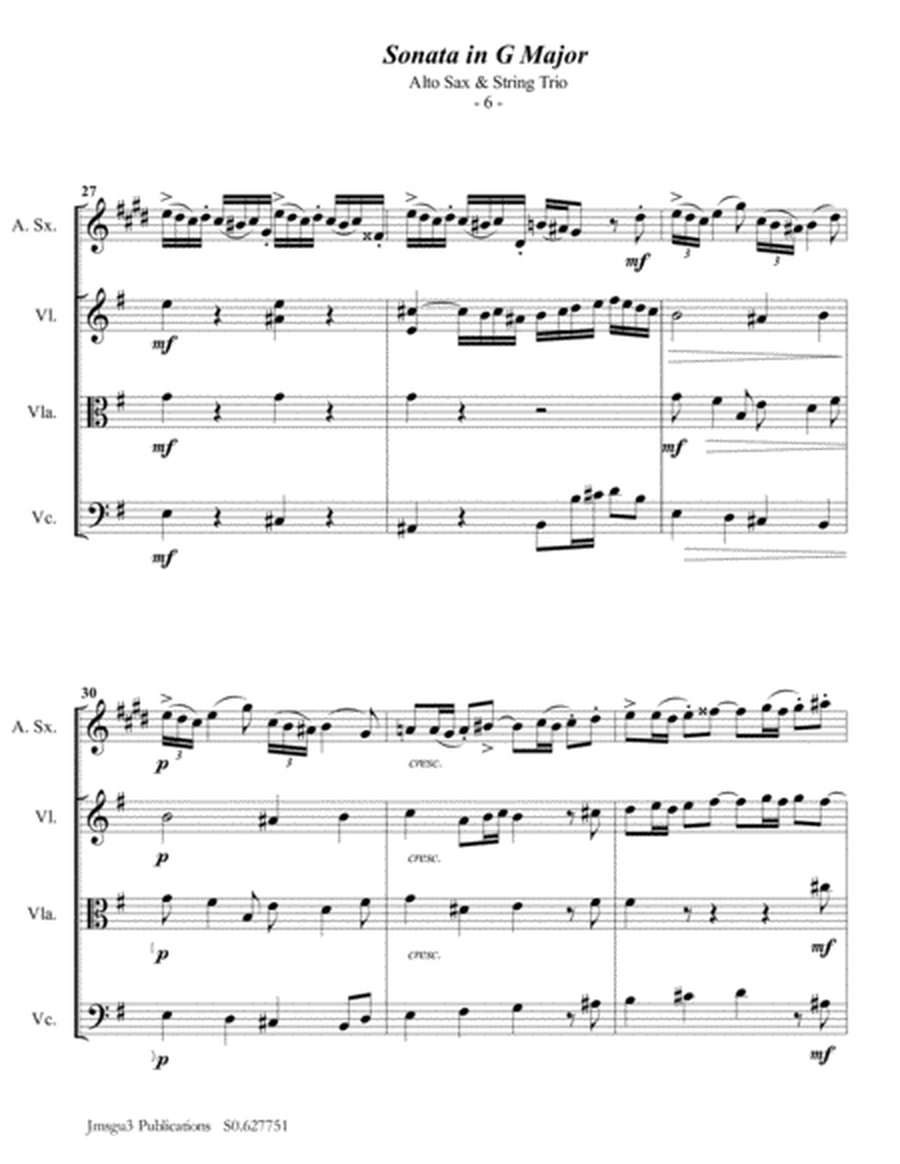 Telemann: Sonata in G Major for Alto Sax & String Trio image number null