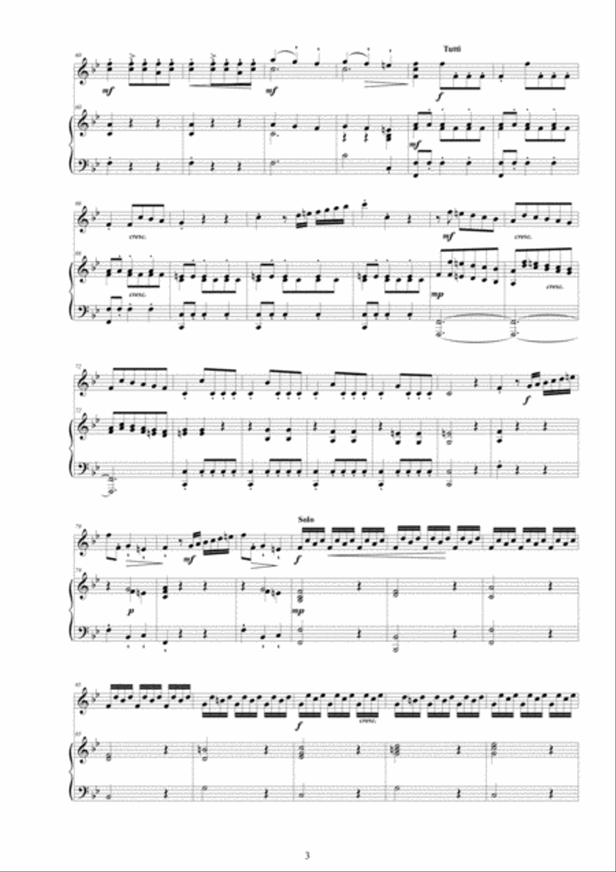 Vivaldi - Violin Concerto No.10 in B flat RV 362 (La caccia) Op.8 for Violin and Piano Violin Solo scores gallery preview page 3