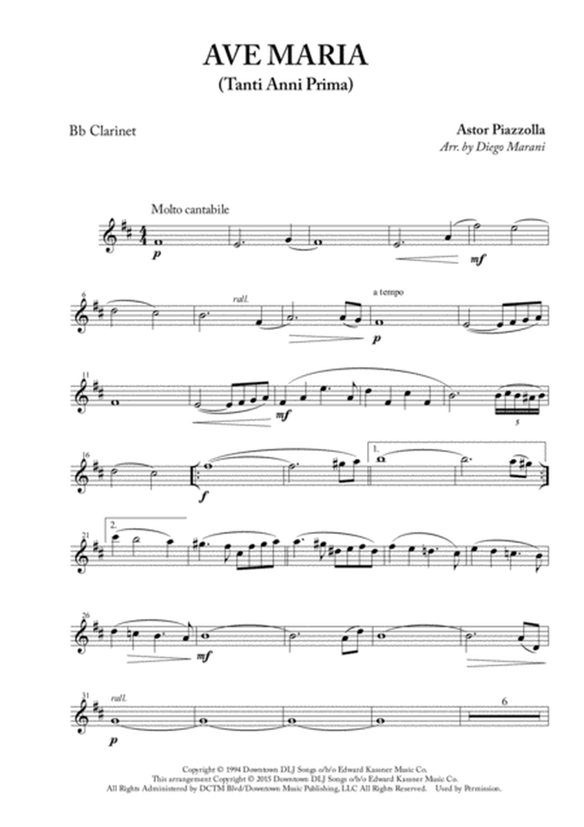 Ave Maria (Tanti Anni Prima) for Clarinet and Piano image number null