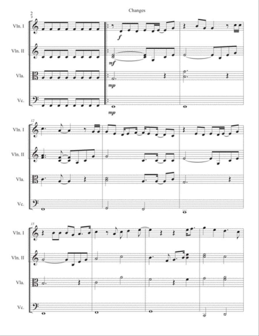 Changes String Quartet scores gallery preview page 2
