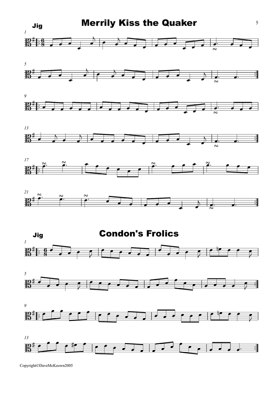 Irish Dance Music Vol.1 for Viola; 40 Jigs, Reels, Hornpipes and more.... Viola Solo scores gallery preview page 5