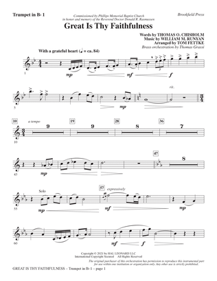 Book cover for Great Is Thy Faithfulness (arr. Tom Fettke) - Bb Trumpet 1