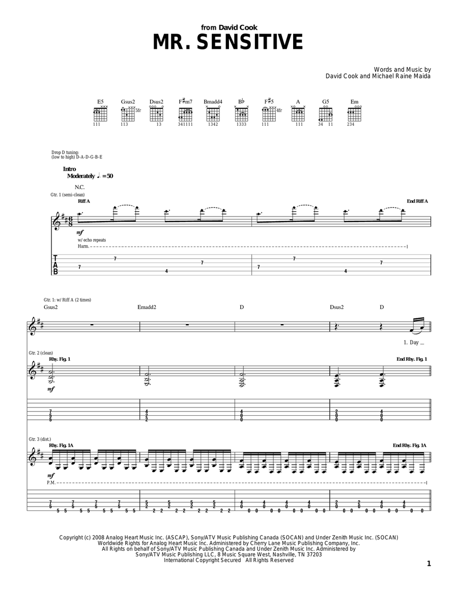 Mr. Sensitive Acoustic Guitar scores gallery preview page 1