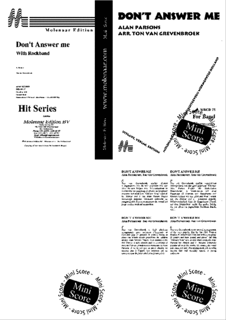 Don't Answer me Don't Answer me Concert Band scores gallery preview page 2