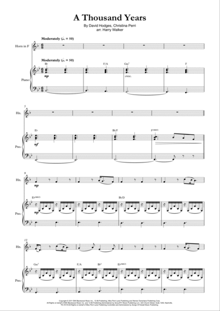 A Thousand Years Horn scores gallery preview page 3