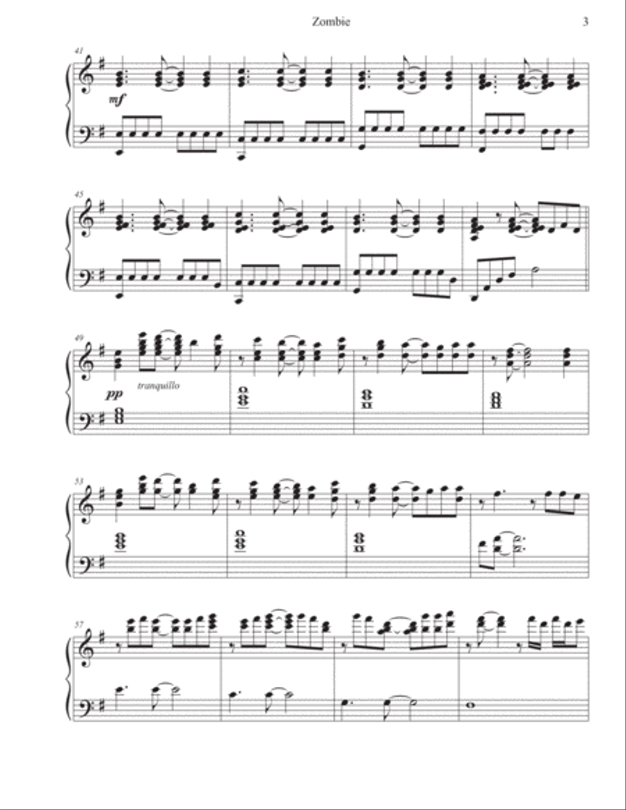 Zombie Piano Solo scores gallery preview page 3