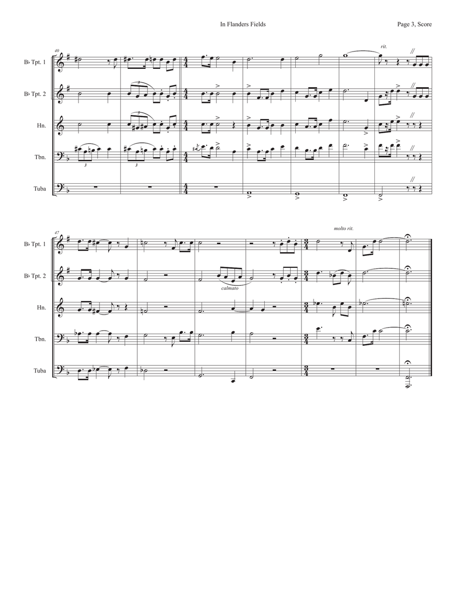 In Flanders Fields Brass Ensemble scores gallery preview page 3
