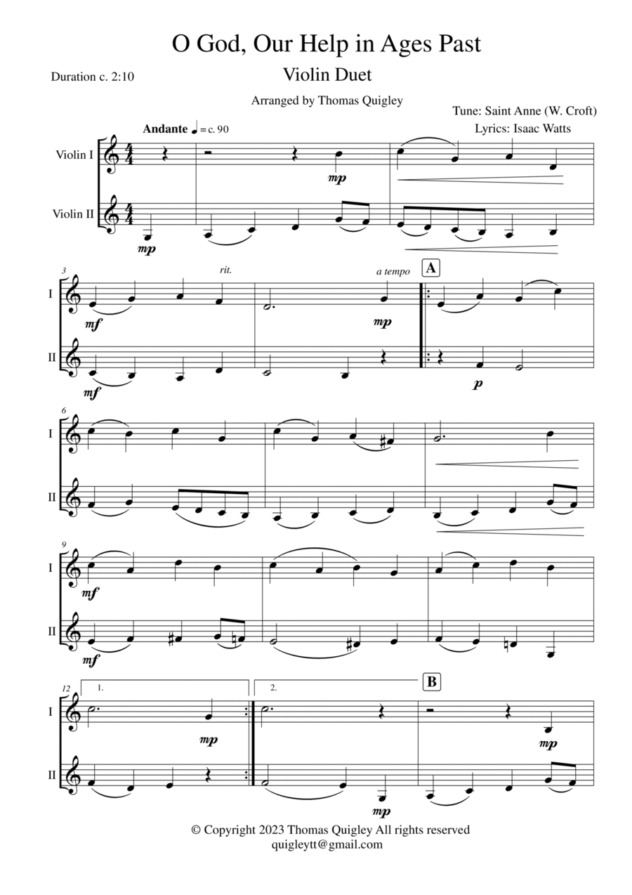 O God Our Help in Ages Past String Duet scores gallery preview page 1