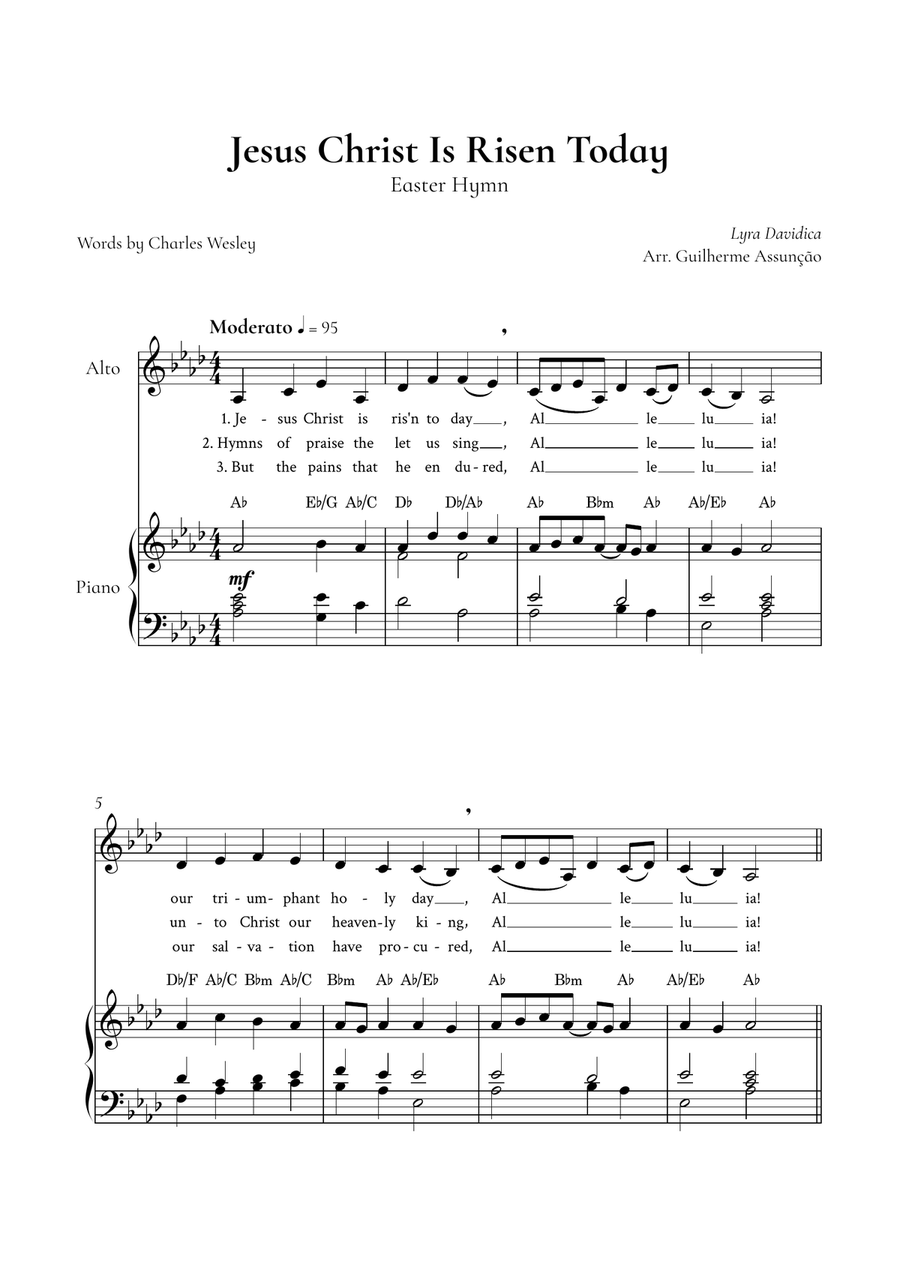 Jesus Christ is Risen Today (Alto, Piano) - in Ab Major