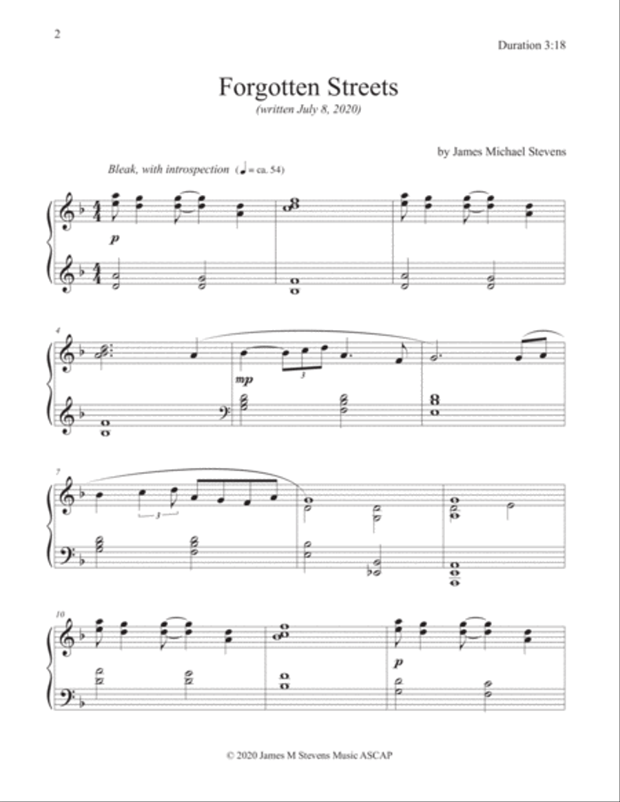 Forgotten Streets - Dark Reflective PIano Piano Solo scores gallery preview page 2