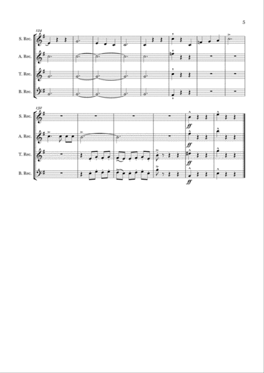 Danse Macabre for Recorder Quartet (SATB) 4-Part scores gallery preview page 6