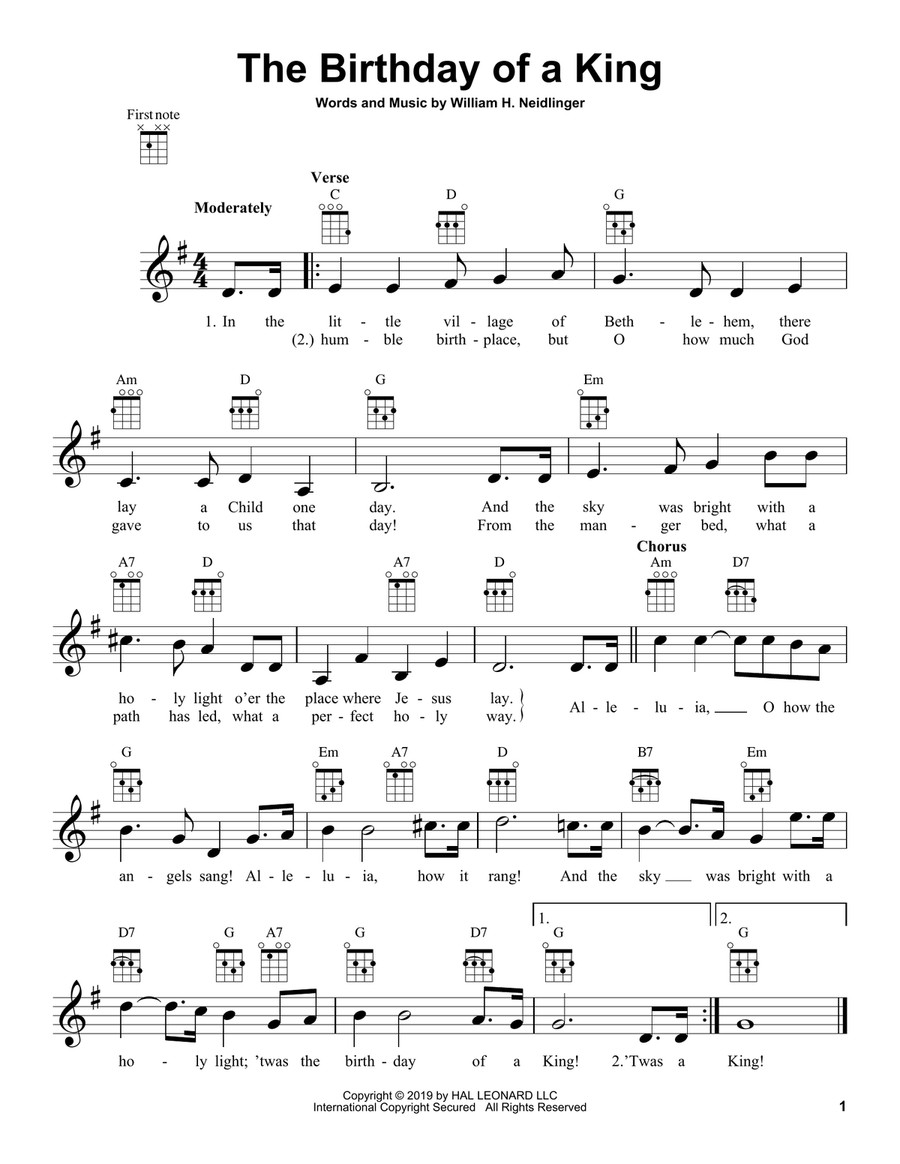 The Birthday Of A King Ukulele scores gallery preview page 1