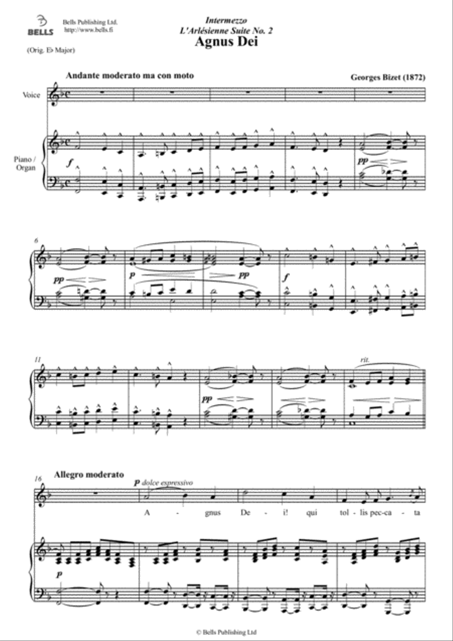 Agnus Dei (F Major) Voice Solo scores gallery preview page 1