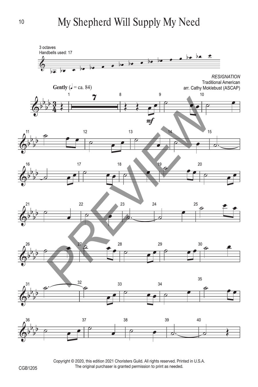 Sacred Solos for Bell Tree, Set 2: General Hymns Handbell Choir scores gallery preview page 6